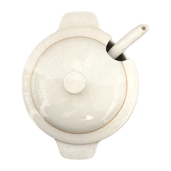 Vintage 1.5 Quart Speckled Floral Soup Tureen Serving Bowl And Ladle - Picture 3 of 14